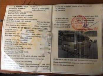 Toyota Hiace   1997 - Cần bán gấp xe Toyota Hiace đời 1997 hàng nhập khẩu, 3 người trên 1000kg